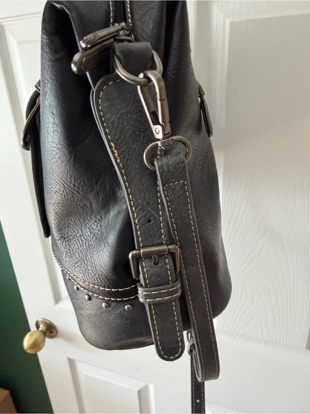 Wrangler Black and Gray Two-Tone Satchel with Stud Trim
